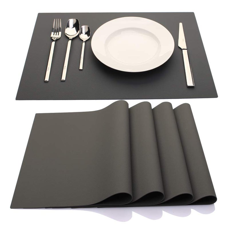 IYYI Silicone Placemats, Placemats for Kids, Placemats Set of 4 Waterproof Heat Resistant Non-Slip Kitchen Table Mats for Dining Table, Easy to Clean (Dark Gray01) - Image 1